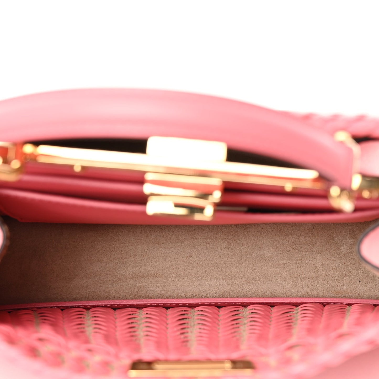 Vitello King Shiny Nappa Intreccio Small Peekaboo I SEE U Satchel Pink Dalia