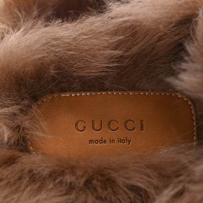Gucci Goatskin Fur Bee Star Embroidered Womens Princetown Slippers 37 7 of 9