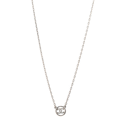 Chanel Crystal CC Chain Short Necklace Silver 1 of 6