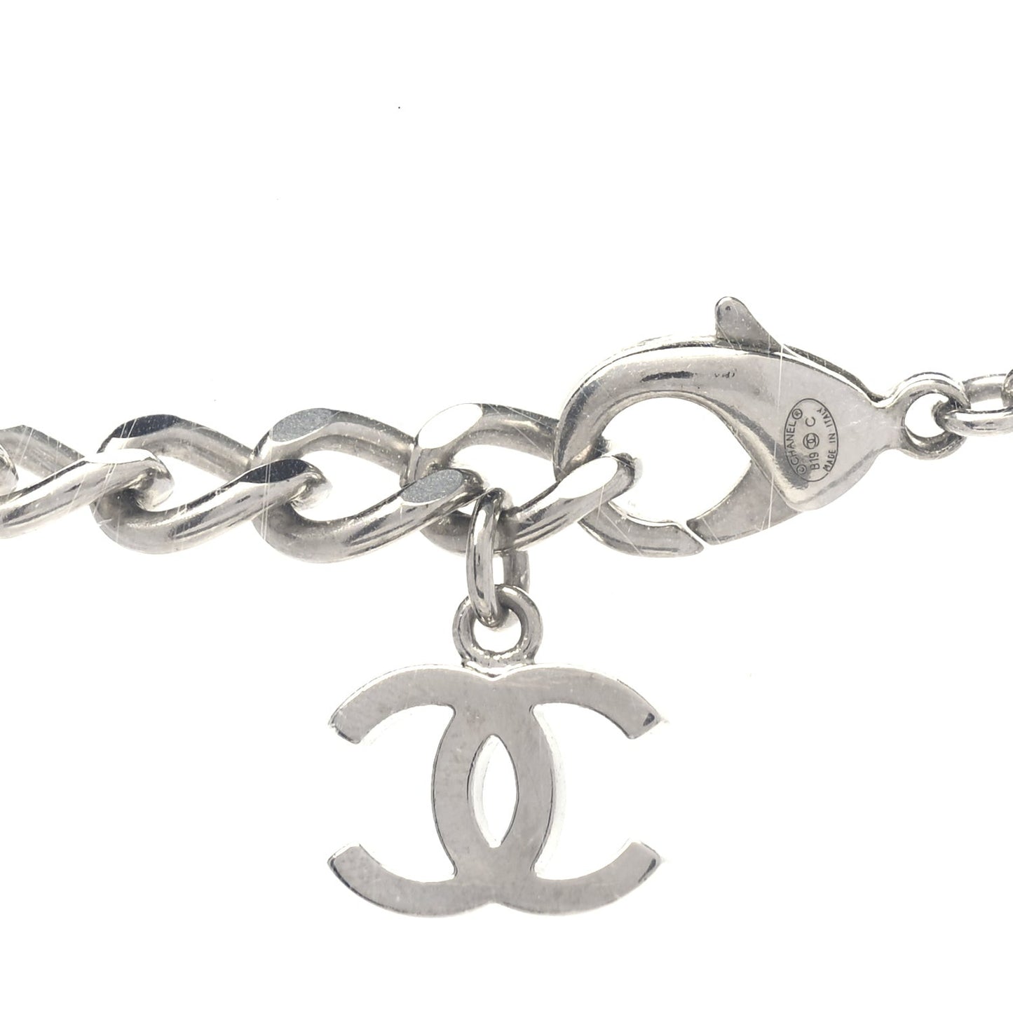 Crystal CC Lifesaver Rope Pendant Necklace  Silver