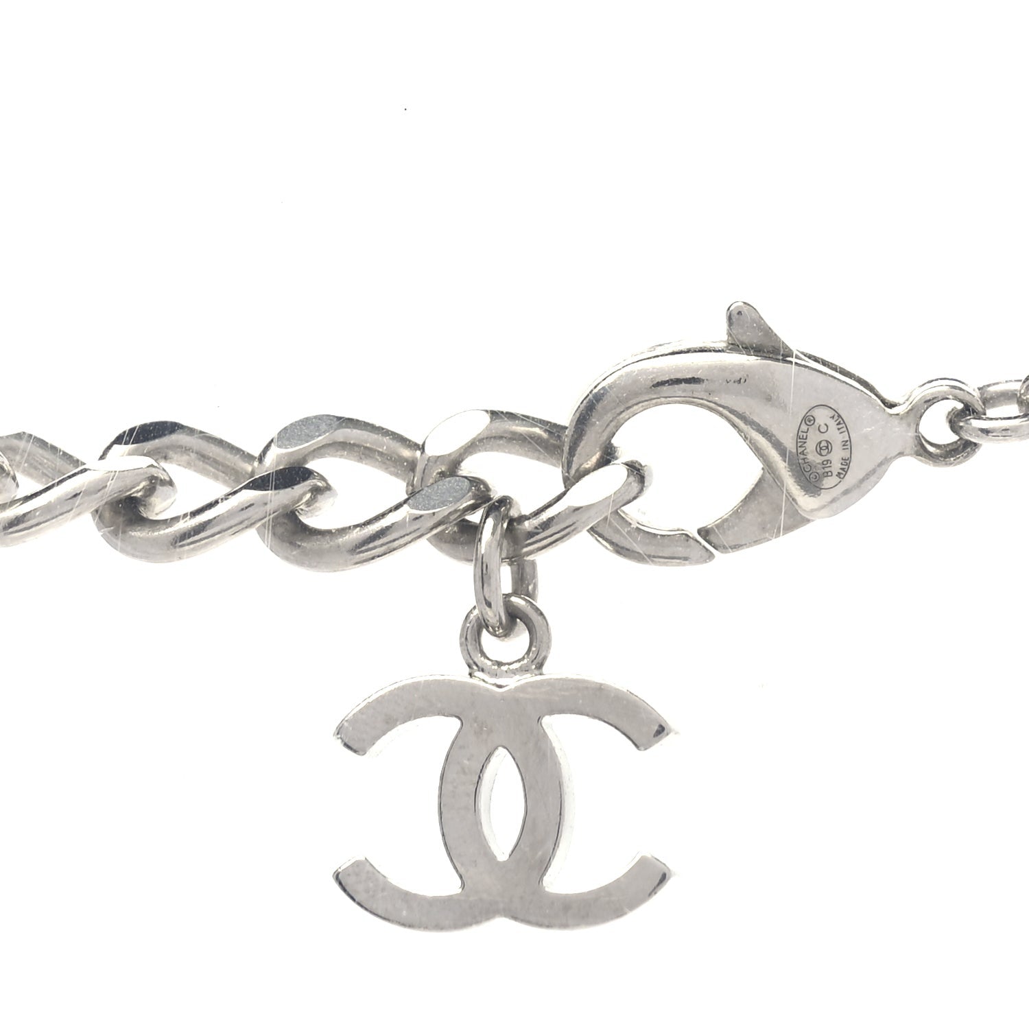Chanel Crystal CC Lifesaver Rope Pendant Necklace  Silver 3 of 3