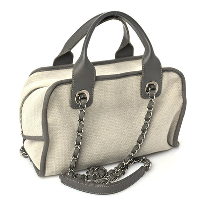 Chanel Canvas Deauville Bowling Bag Ecru Ecru 2 of 9