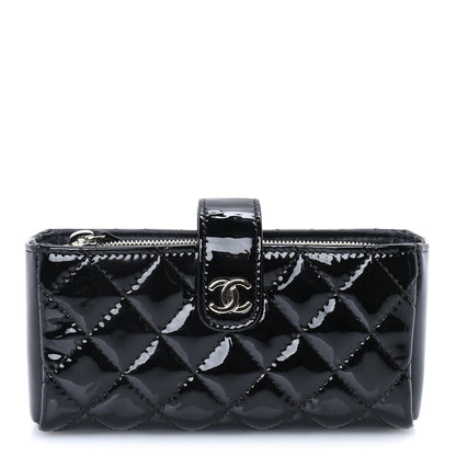 Chanel Patent Quilted Mini Phone Holder Clutch Black 1 of 7