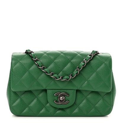 Chanel Caviar Quilted Mini Rectangular Flap Green 1 of 10