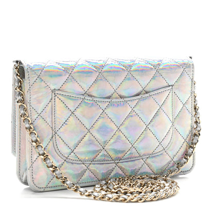 Chanel Iridescent Goatskin Quilted Wallet On Chain WOC Silver 3 of 14