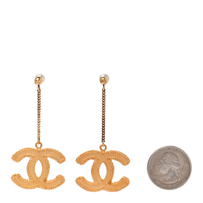 Chanel CC Drop Earrings Matte Gold 2 of 6