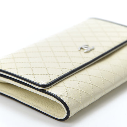 Chanel Calfskin Diamond Stitched Long Flap Wallet Ivory 5 of 10