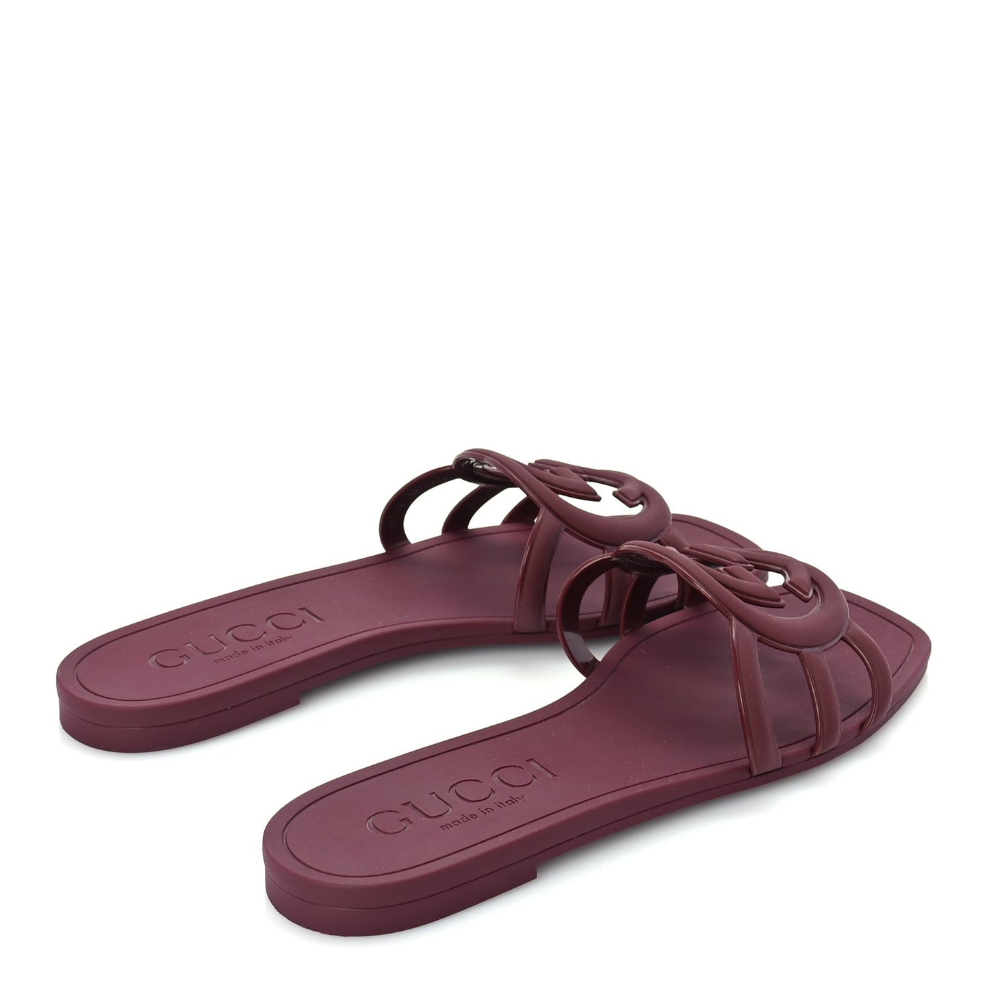 Rubber Interlocking G Womens Slide Sandals 39  Rosso Ancora