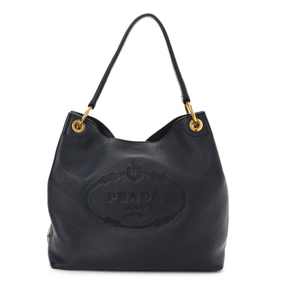 Prada Vitello Phenix Embossed Logo Hobo Baltico 1 of 10