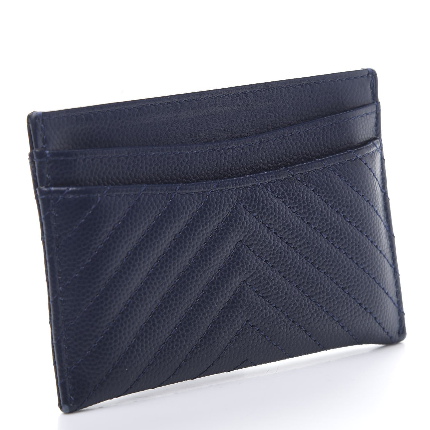 Chanel Caviar Chevron Quilted Card Holder Navy 3 of 10
