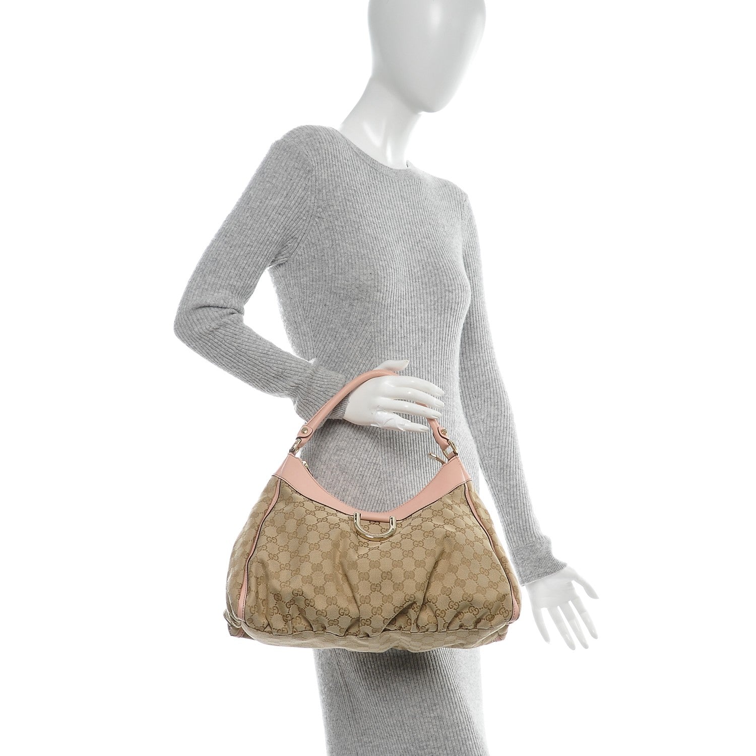 Gucci Monogram Large D Gold Hobo Pink 2 of 7