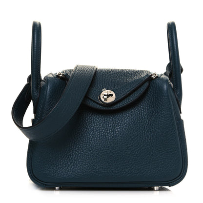 Hermes Taurillon Clemence Mini Lindy 20 Vert Cypress 1 of 12