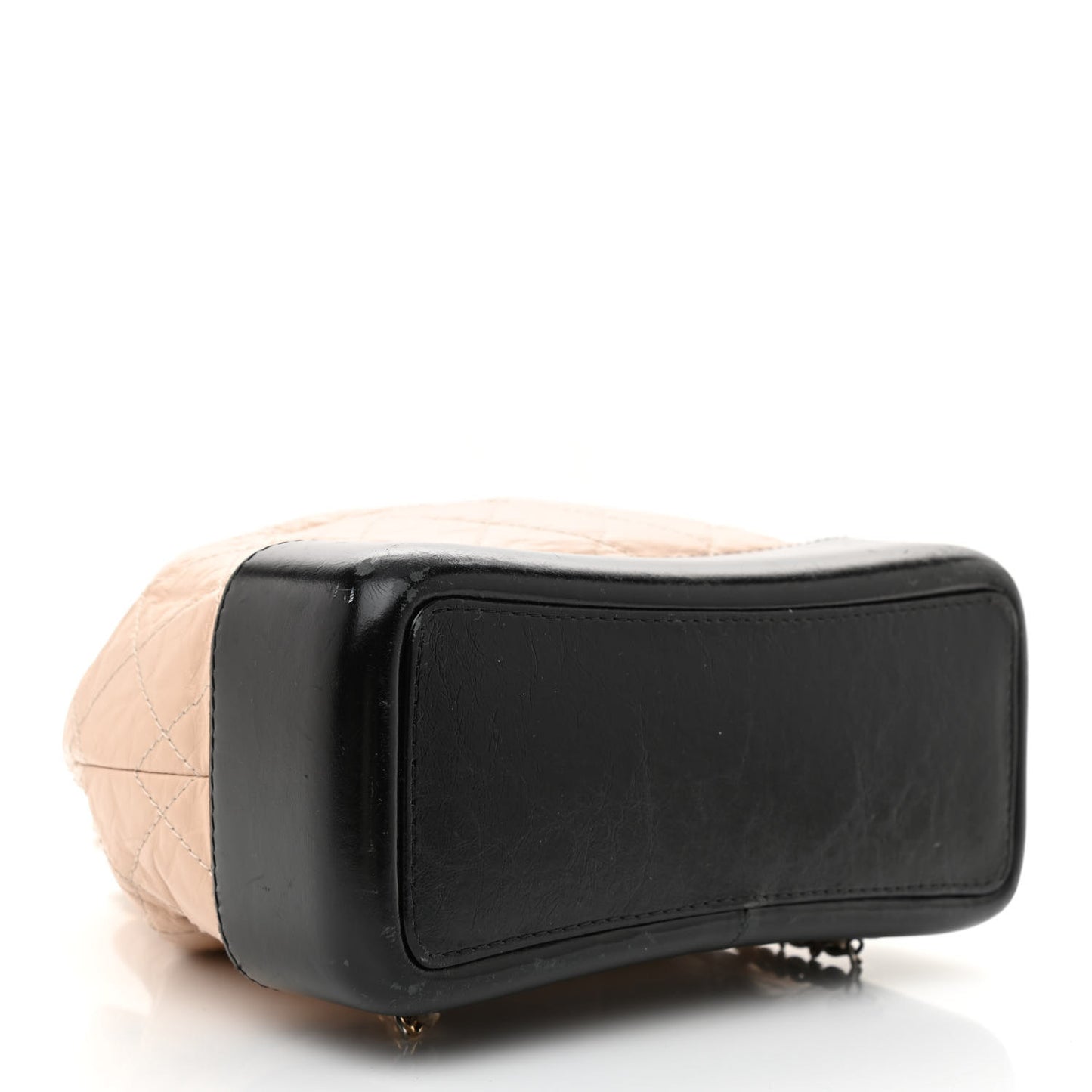 Aged Calfskin Quilted Small Gabrielle Backpack Beige Black