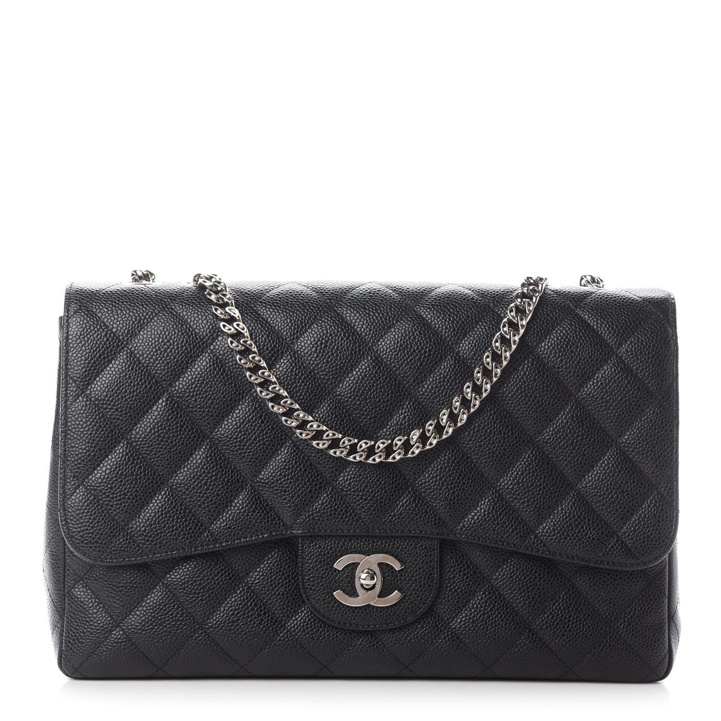 Caviar Quilted Jumbo Single Flap Bijoux Chain Black