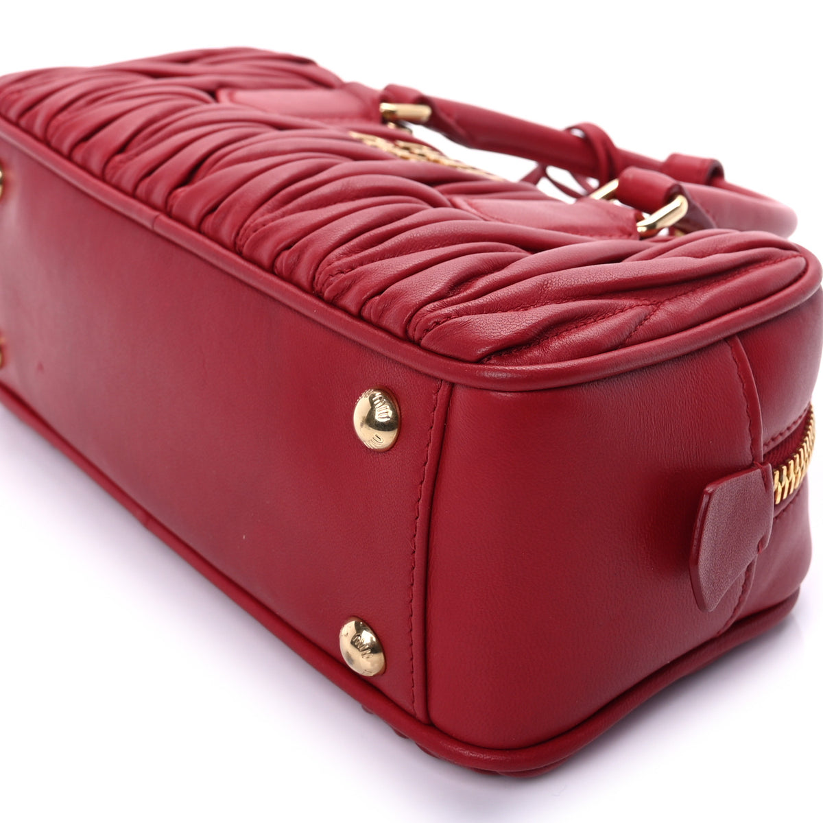 Miu Miu Nappa Matelasse Regular Arcadie Top Handle Bag Rosso 8 of 8
