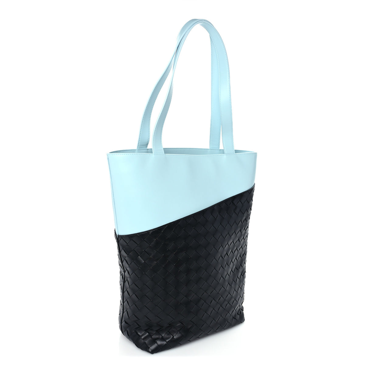 Nappa Intrecciato North South Tote Black Blue