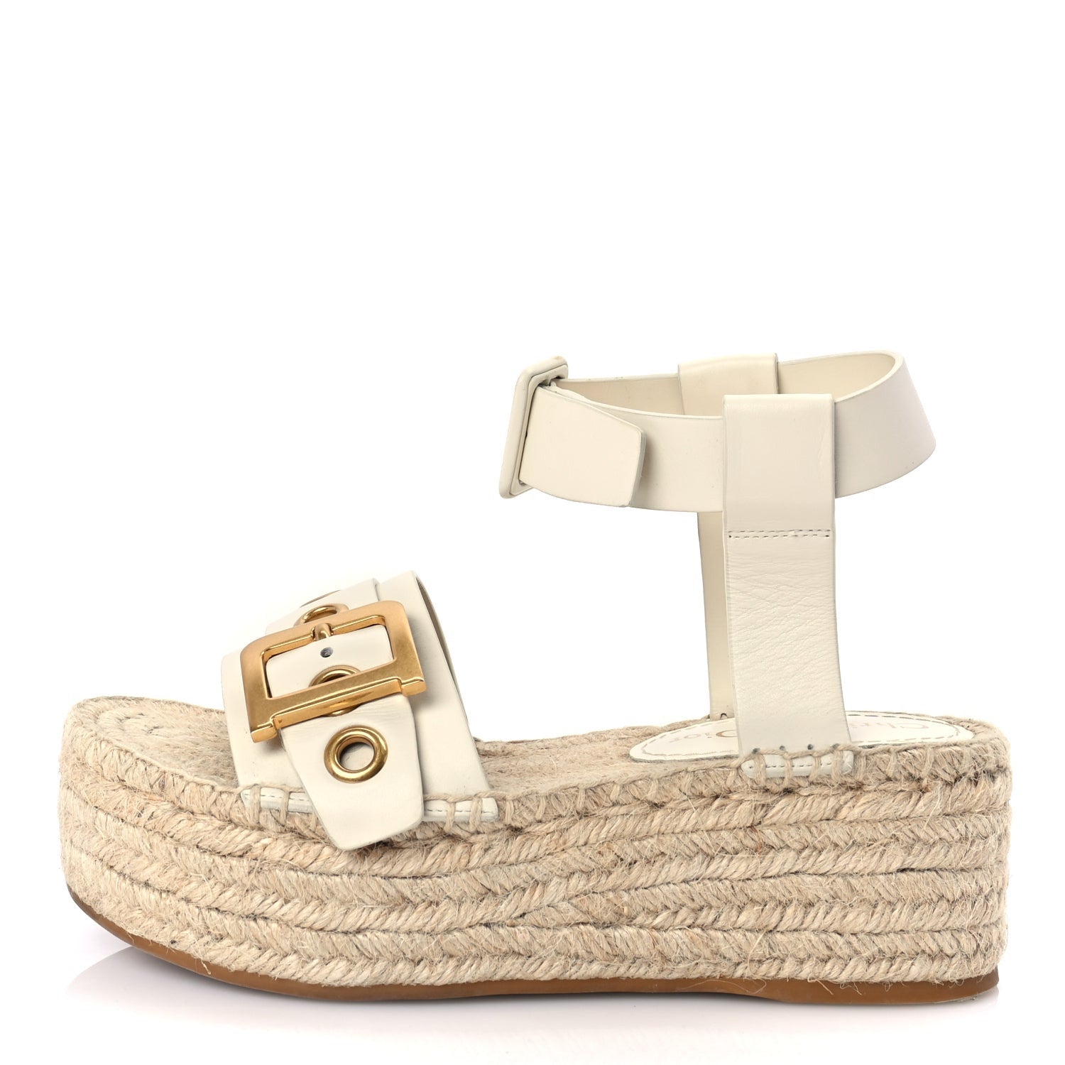 Christian Dior Calfskin D-Dior Espadrille Platform Sandals 35 Off White 1 of 9