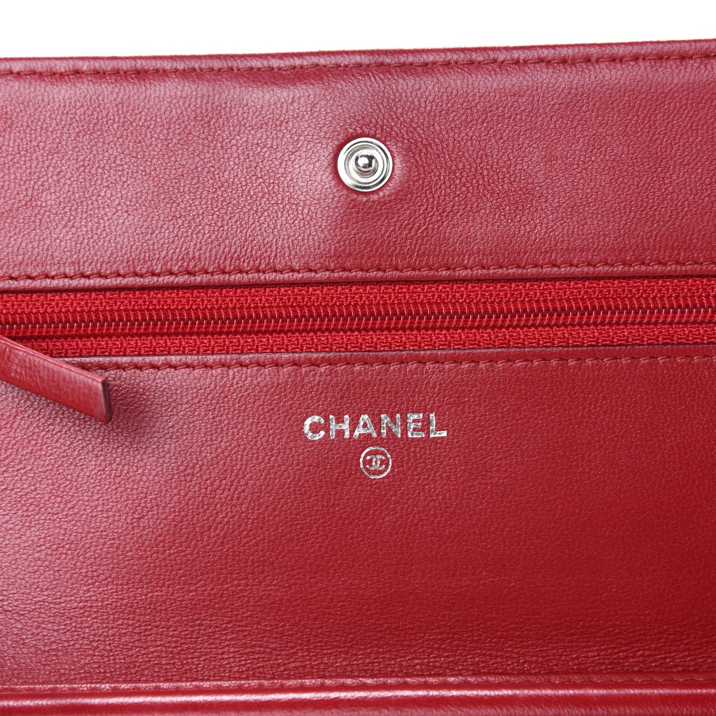 Lambskin Quilted Wallet on Chain WOC Red