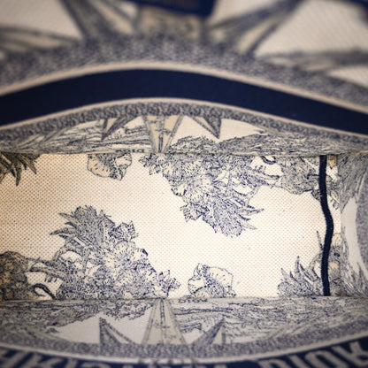 Christian Dior Canvas Embroidered Medium Reve d'Infini Book Tote Blue 4 of 8