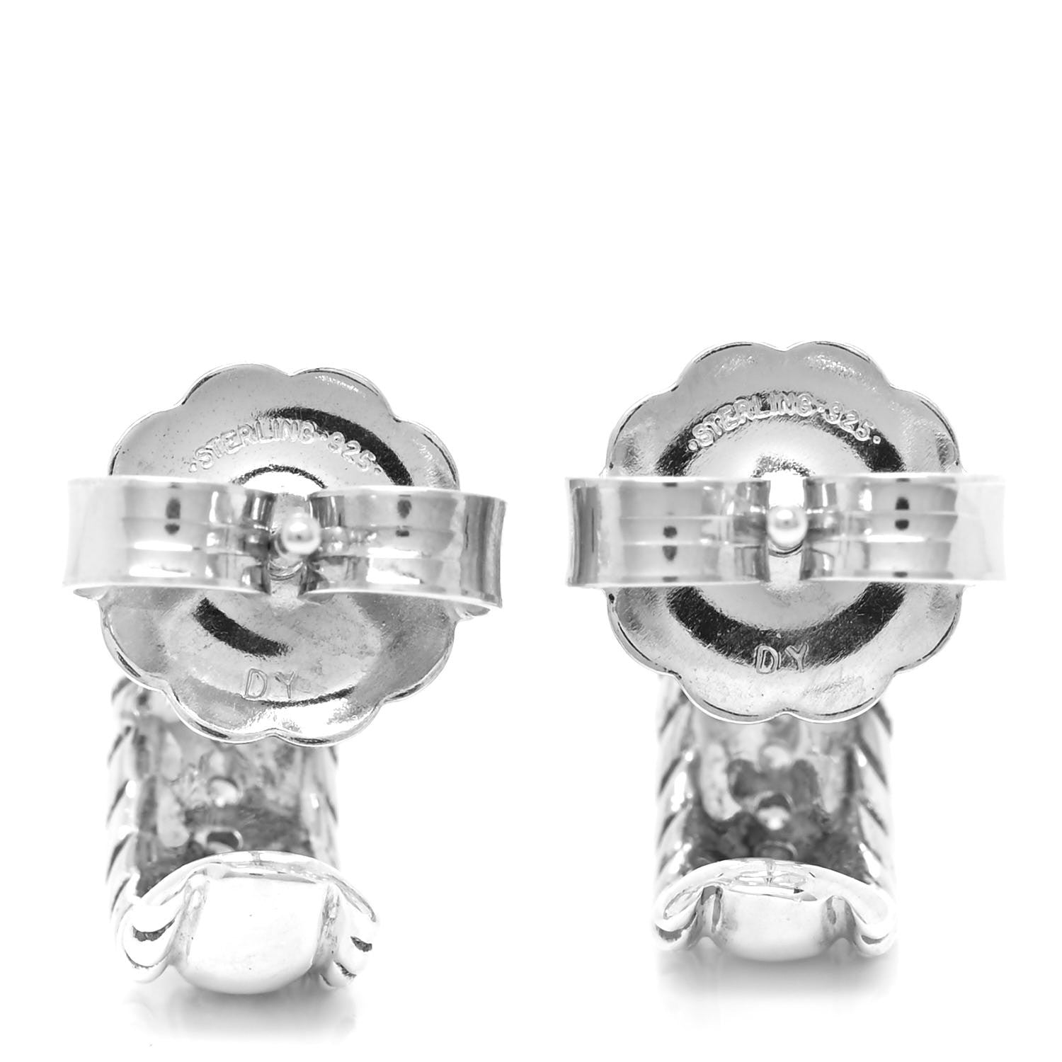 David Yurman Sterling Silver Diamond 12mm Cable Hoop Earrings 3 of 5