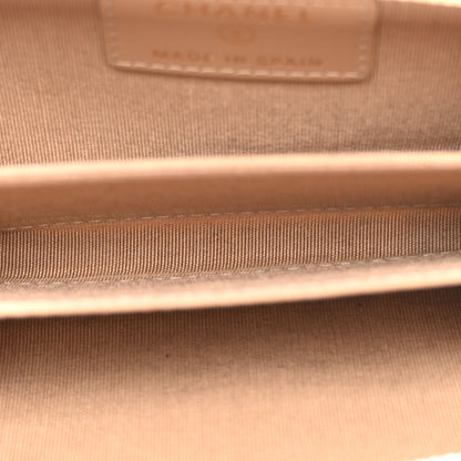 Chanel Caviar Quilted Boy Zip Around Coin Purse Wallet Beige 5 of 9