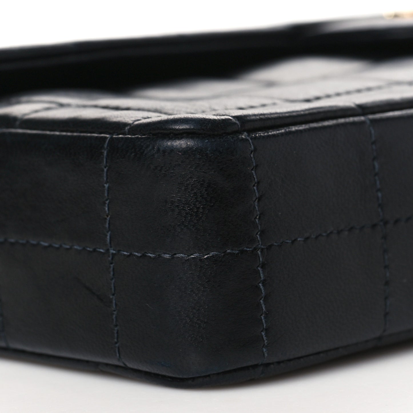 Lambskin East West Chocolate Bar Flap Black