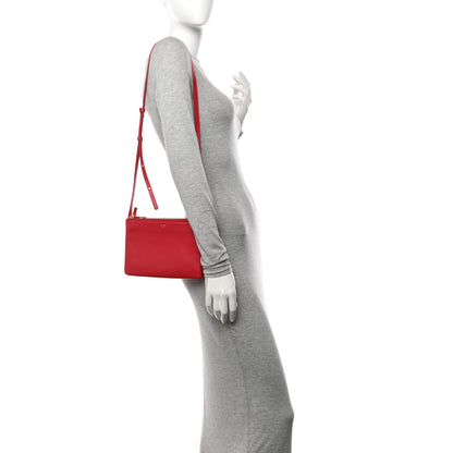 Celine Lambskin Small Trio Crossbody Bag Red 2 of 12