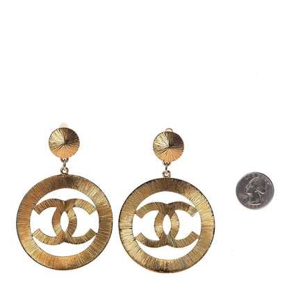 Chanel CC Large Drop Clip On Earrings Gold 2 of 6