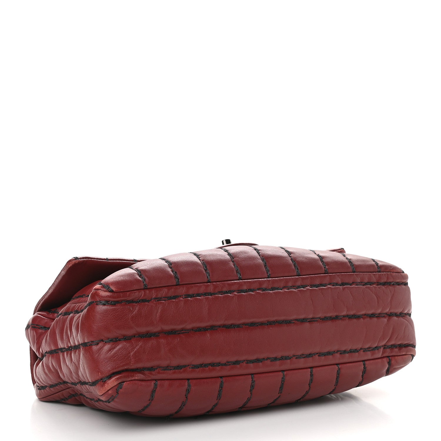 Chanel Lambskin Vertical Stitch Jumbo Single Flap Dark Red 4 of 10