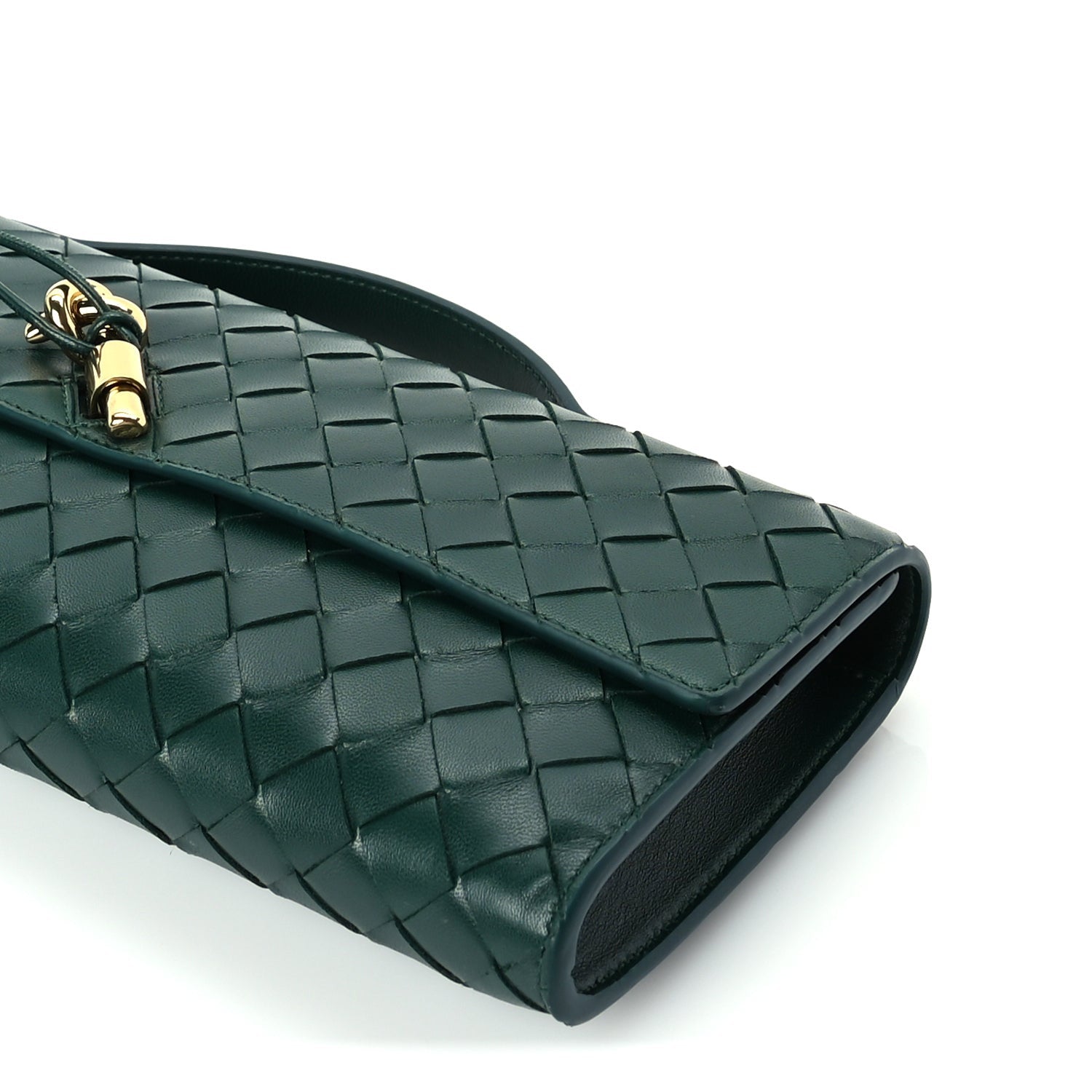 Bottega Veneta Nappa Intrecciato Long Andiamo Top Handle Clutch  Emerald Green 8 of 8