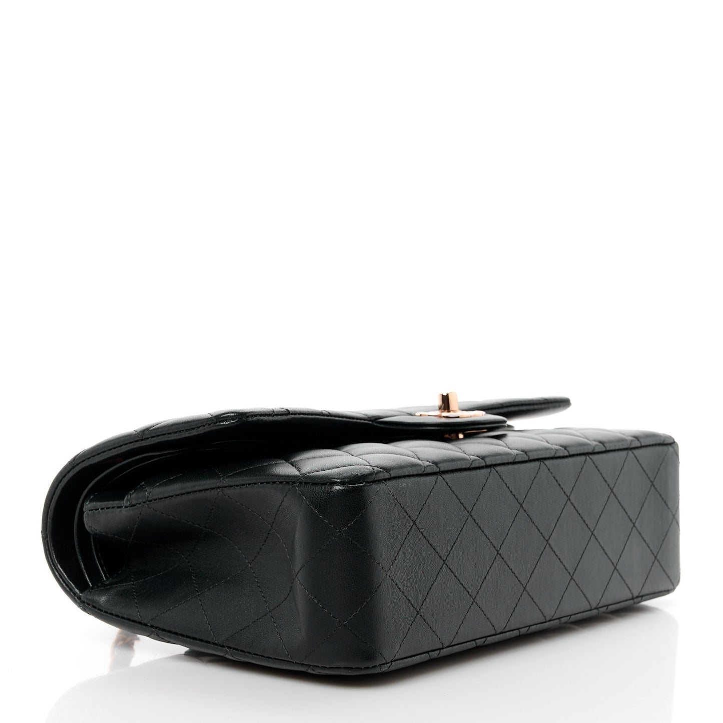 Lambskin Quilted Medium Double Flap Black