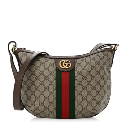 Gucci GG Supreme Monogram Web Small Ophidia Half Moon Hobo Brown 1 of 15