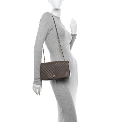 Chanel Calfskin Chevron Quilted Medium Statement Flap Khaki 2 of 11