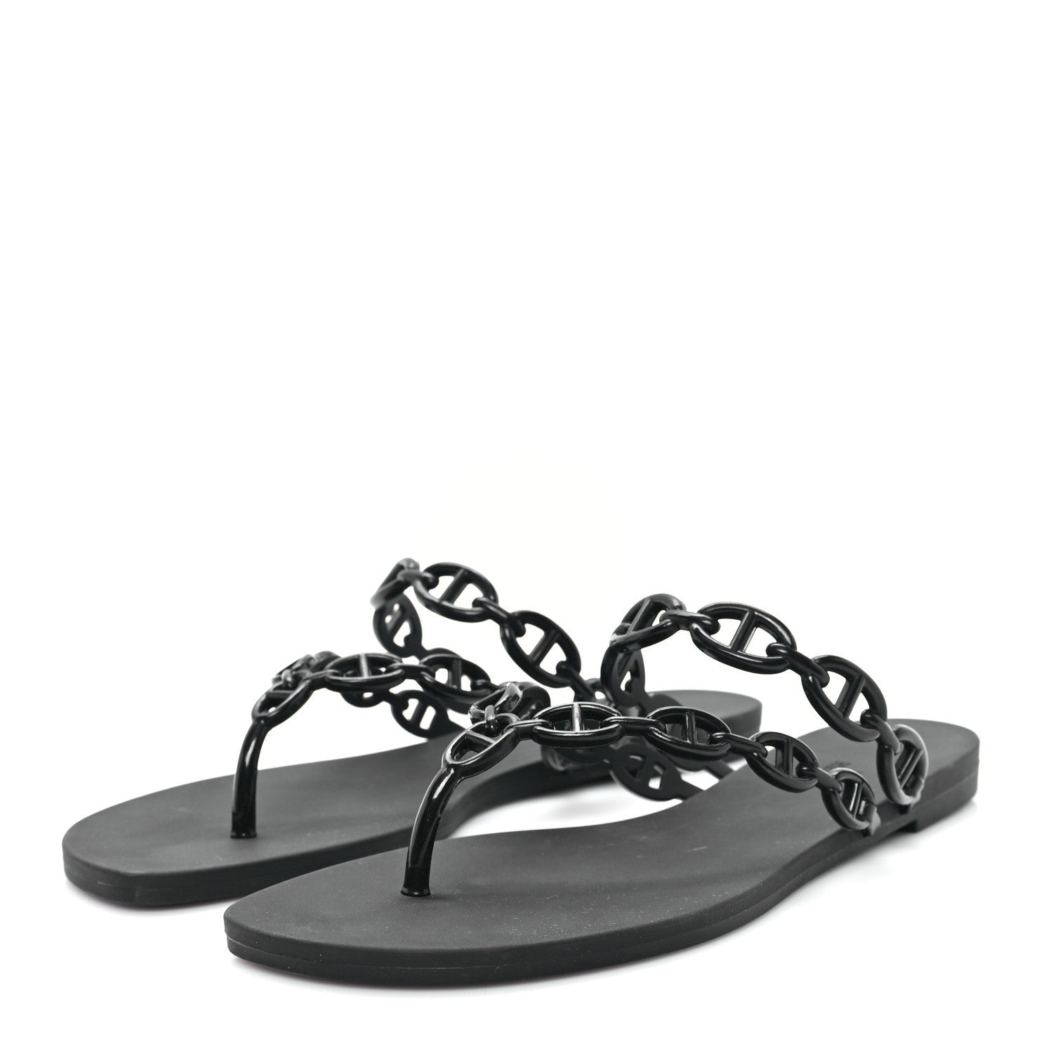 Hermes Rubber Chaine d'Ancre Rivage Sandals 38 Black 4 of 7