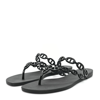 Hermes Rubber Chaine d'Ancre Rivage Sandals 38 Black 4 of 7