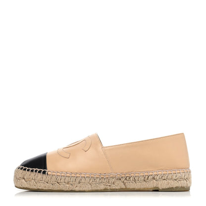 Chanel Lambskin CC Espadrilles 39 Beige Black 1 of 4