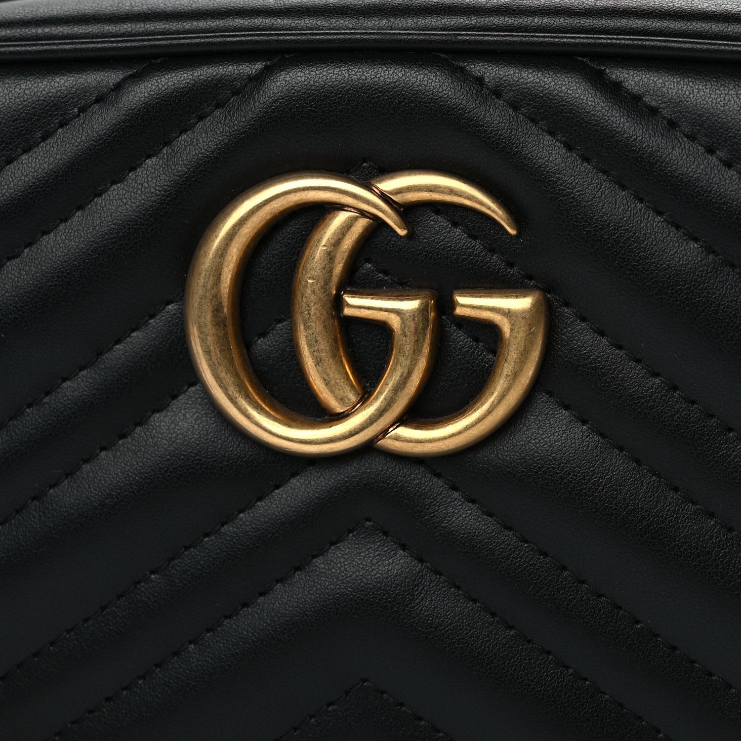 Gucci Calfskin Matelasse Small GG Marmont Chain Shoulder Bag Black 10 of 10
