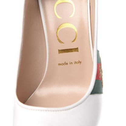 Gucci Malaga Kid Web Sylvie High Heel Slingback Pumps 38 White 8 of 10