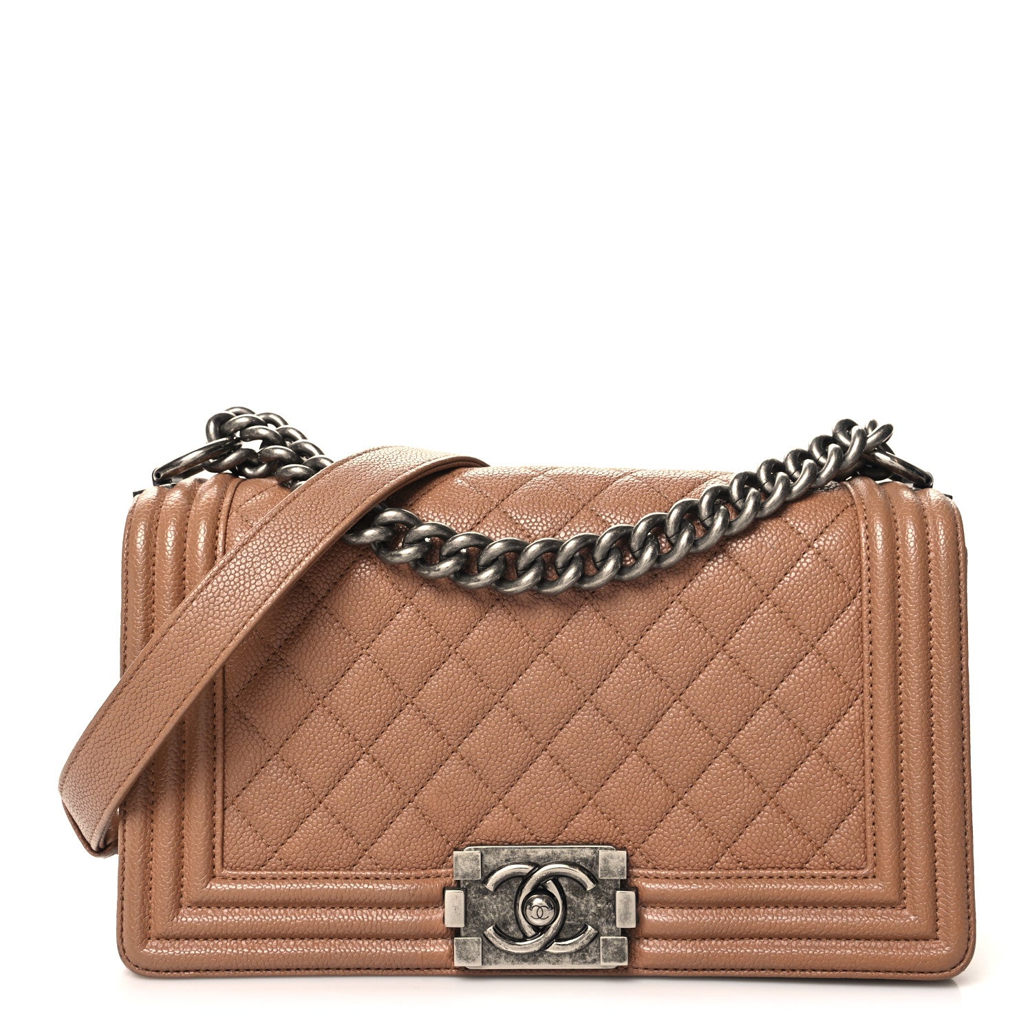 Chanel Caviar Quilted Medium Boy Flap Beige 1 of 10