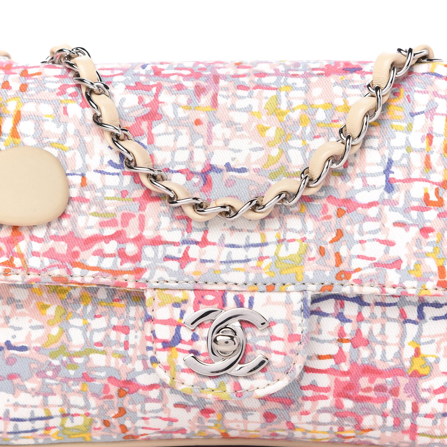 Canvas Watercolor Tweed Print Clover Small Flap Multicolor