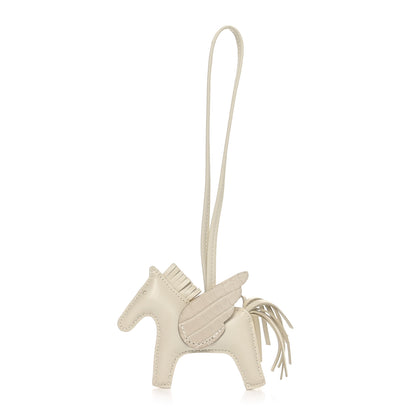 Hermes Milo Lambskin Matte Alligator Touch Grigri Rodeo Pegase Horse Bag Charm PM Craie Nata Beton 1 of 5