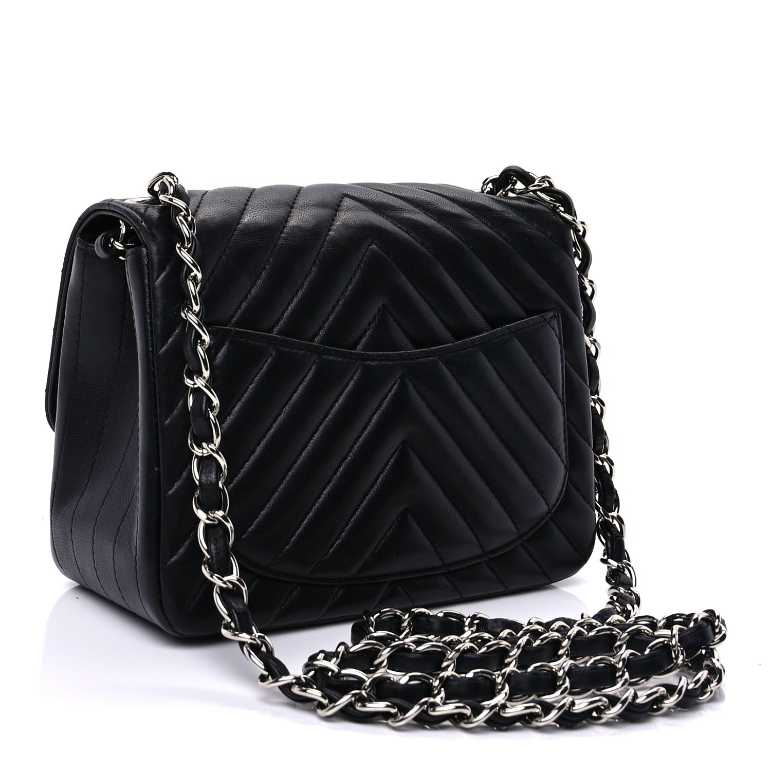 Chanel Lambskin Chevron Quilted Mini Square Flap  Black 2 of 8