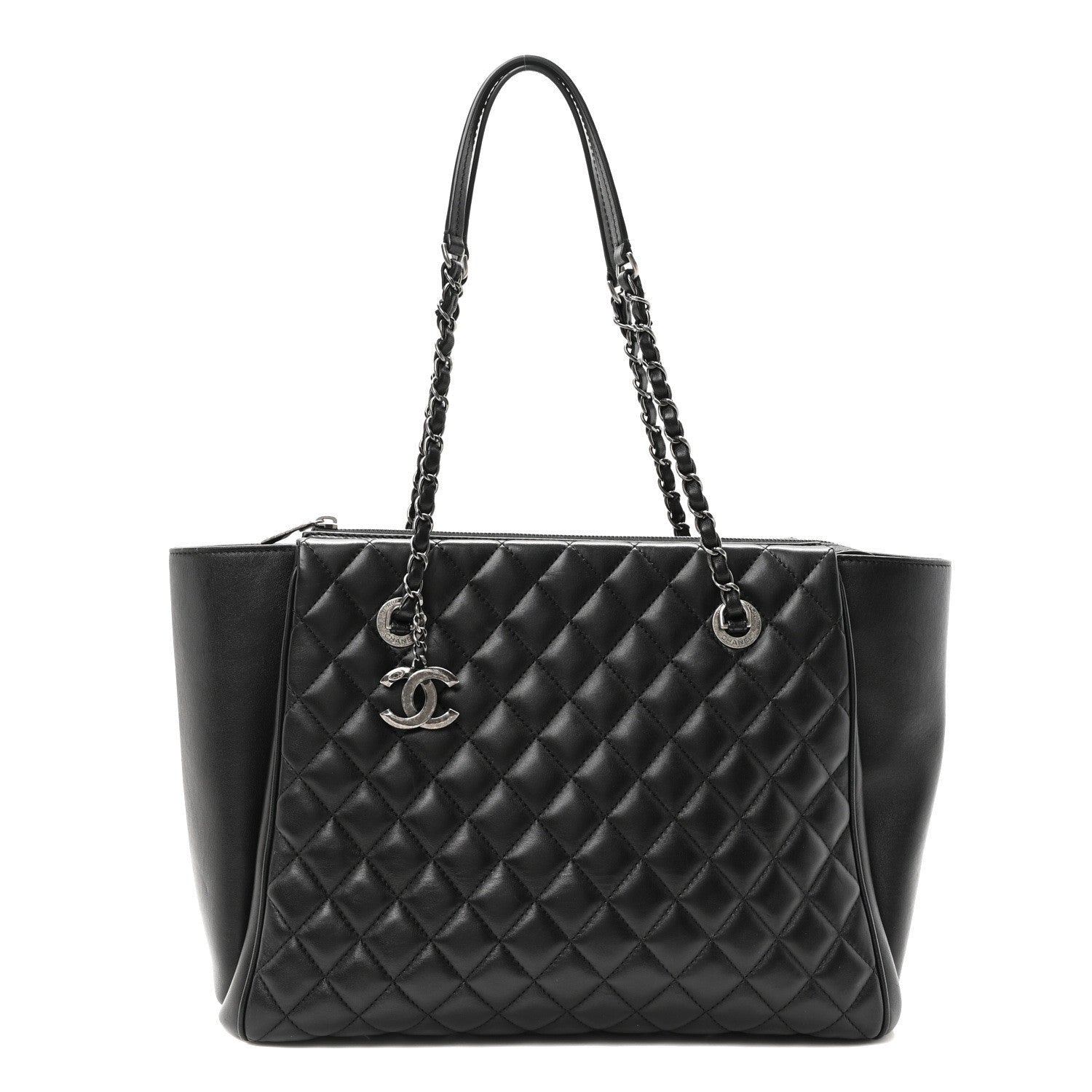 Chanel Lambskin Quilted Shopping Tote Black 1 of 7