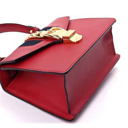 Gucci Calfskin Mini Sylvie Top Handle Bag Hibiscus Red 8 of 9
