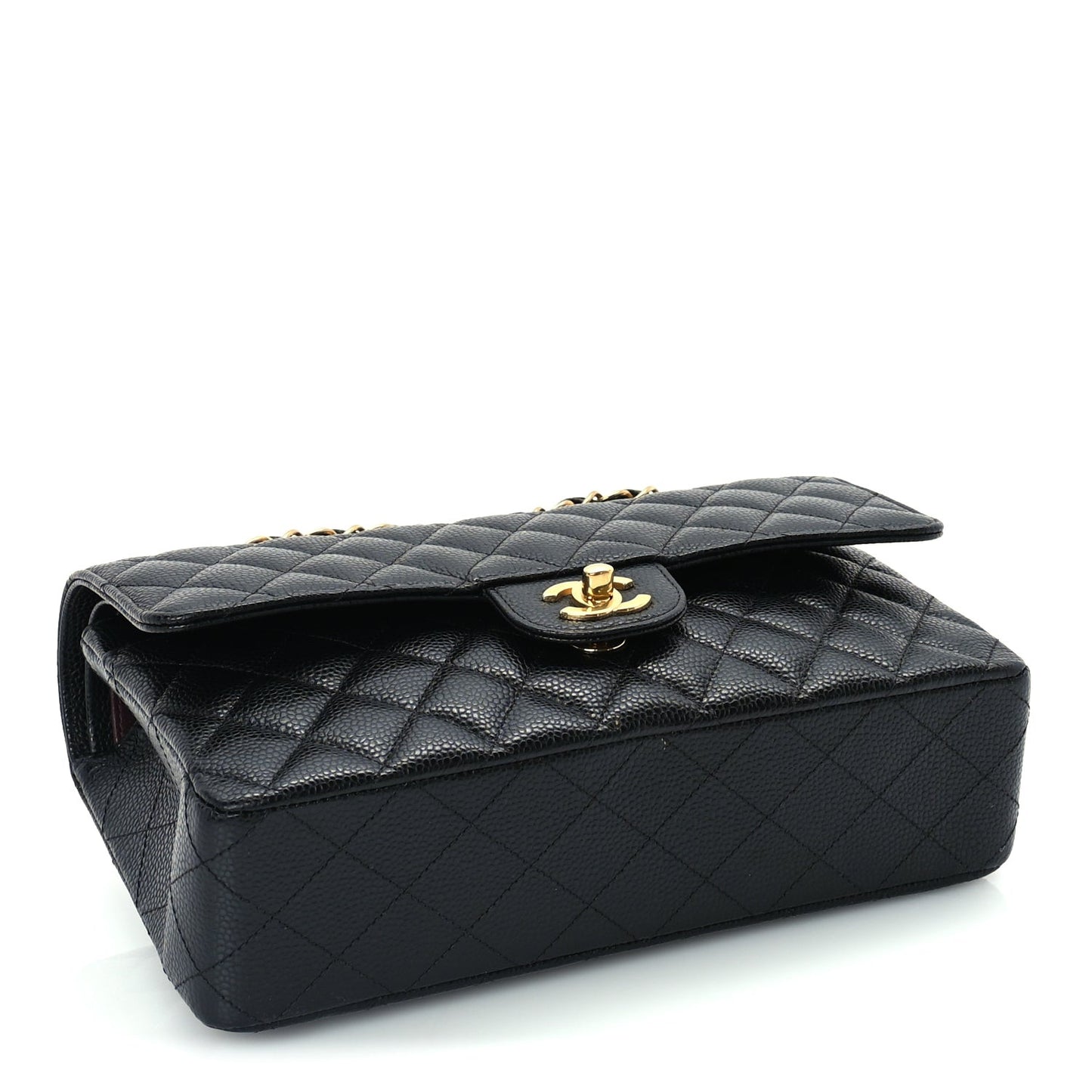 Caviar Quilted Medium Double Flap  Black