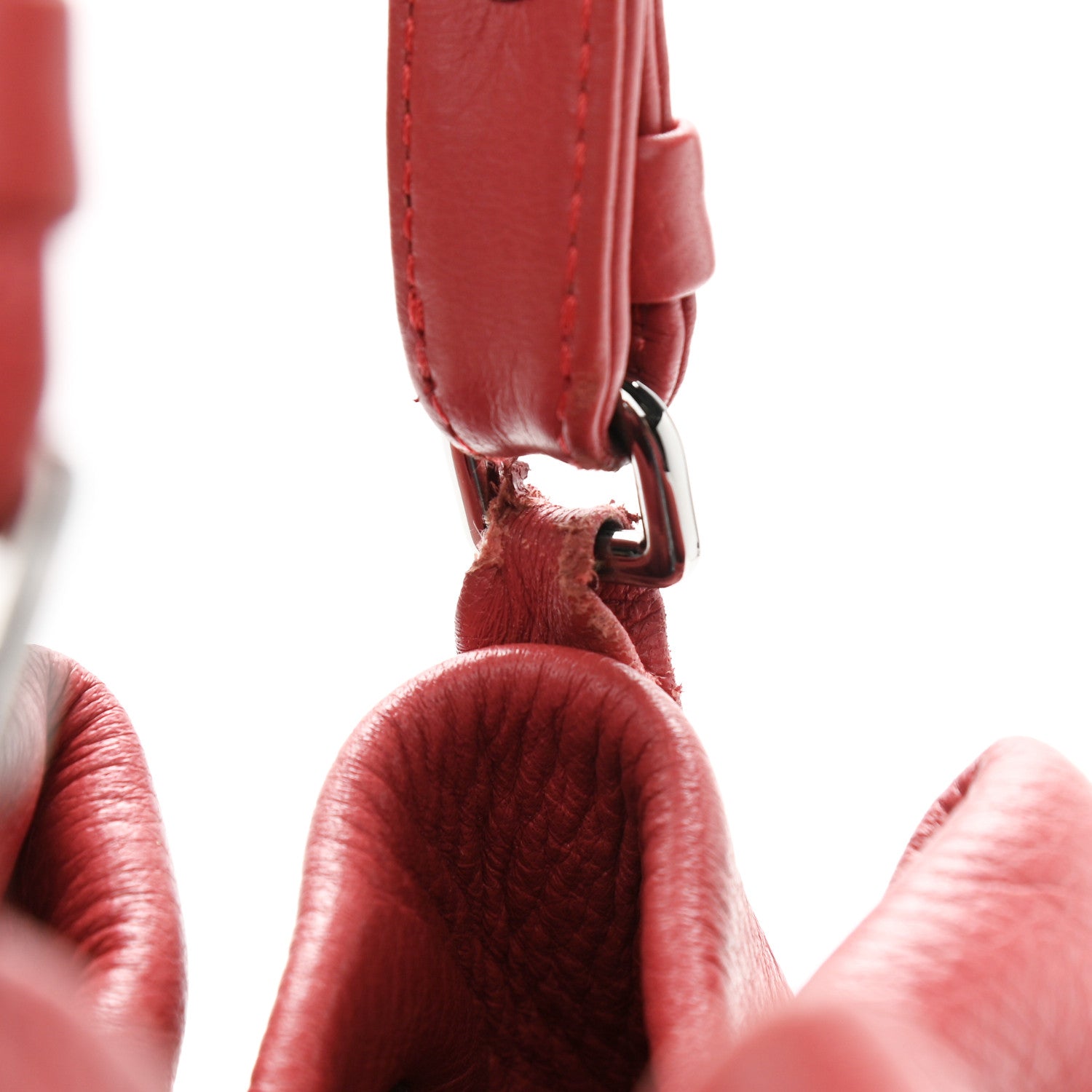 Chanel Deerskin Chevron Quilted Medium CC Chain Bucket Drawstring Bag Red 11 of 12