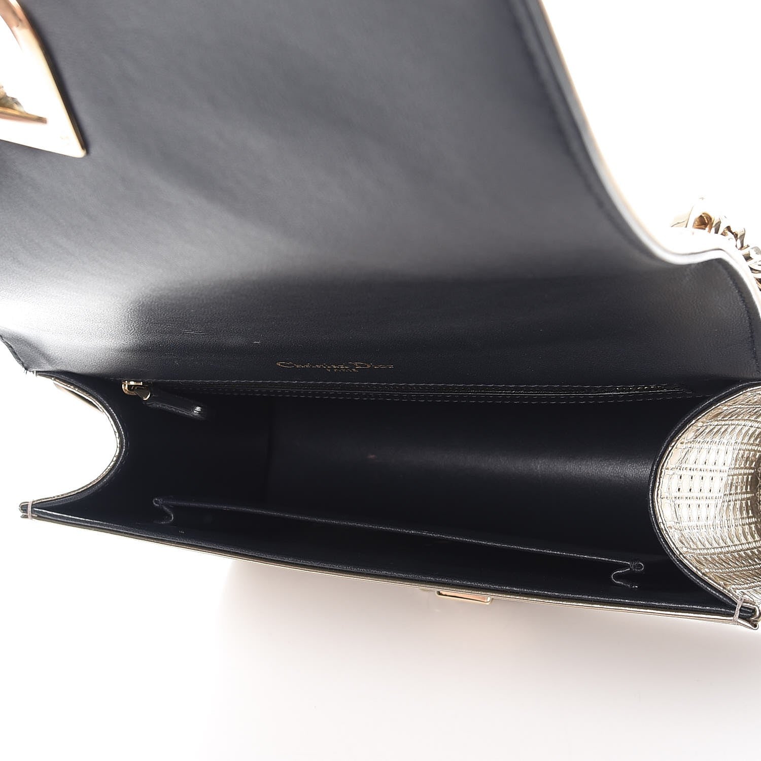 Christian Dior Metallic Patent Micro-Cannage Medium Diorama Flap Bag Gold 6 of 9