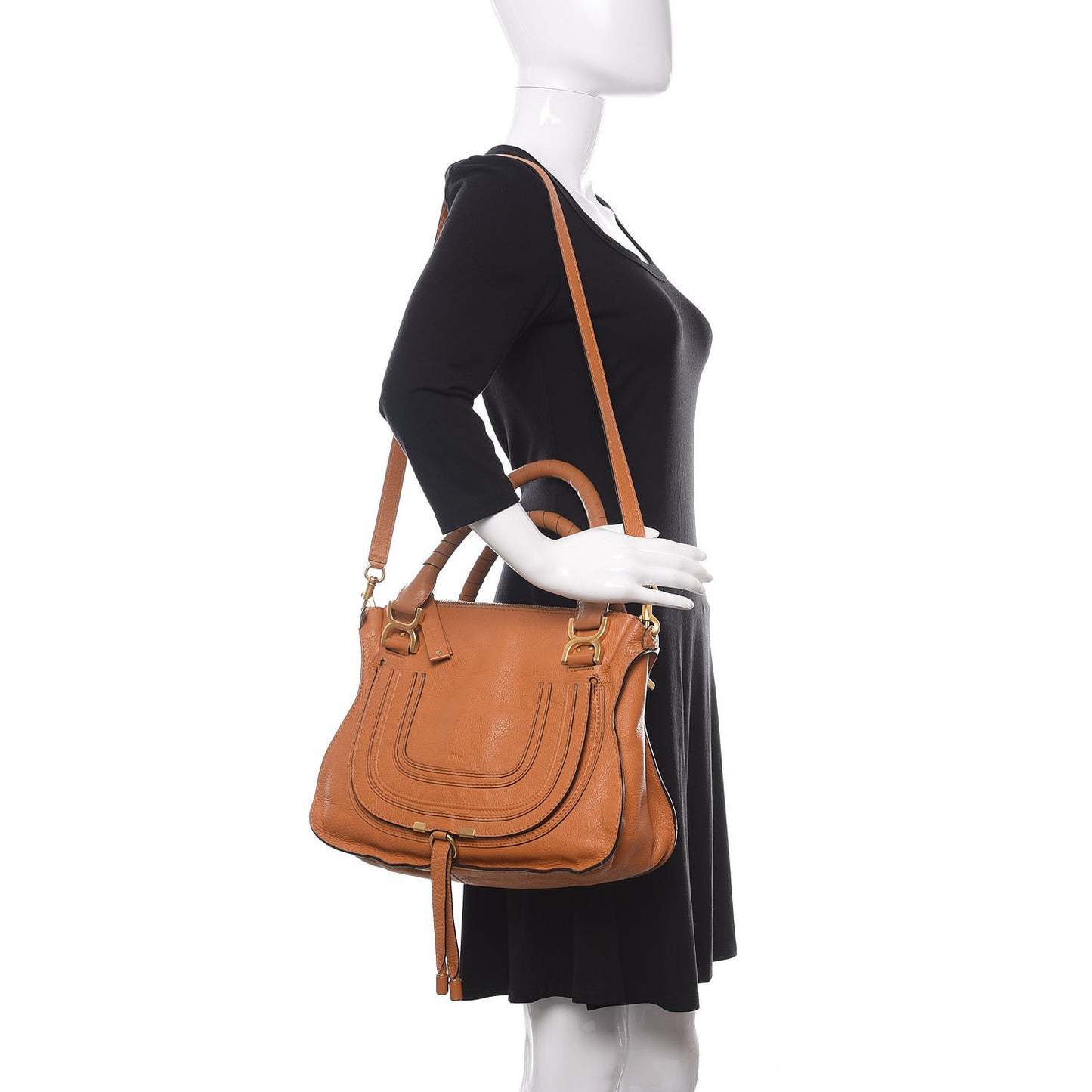 Calfskin Medium Marcie Satchel Tan