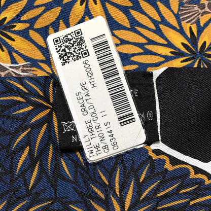 Hermes Silk Three Graces Twilly Black Gold Taupe 4 of 4
