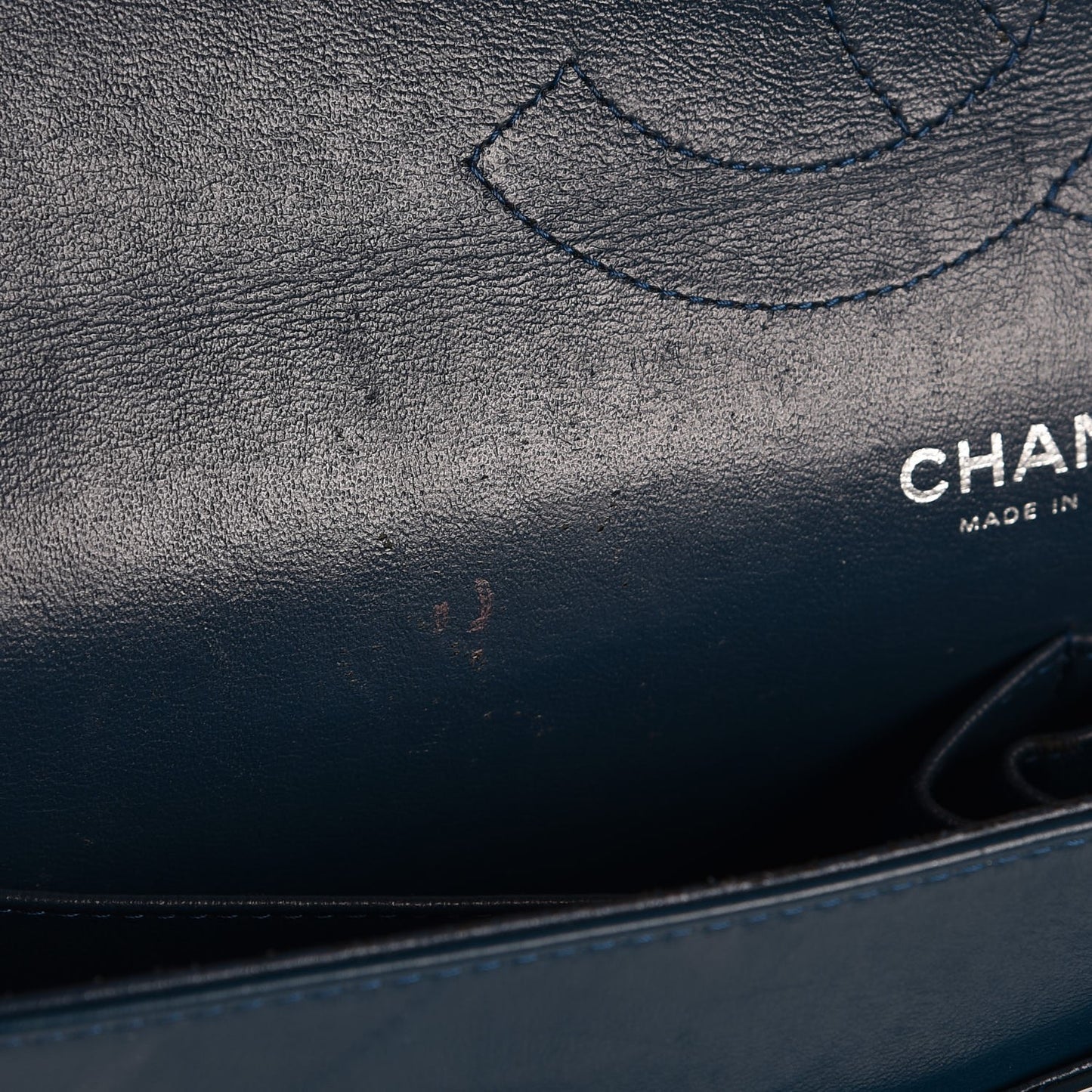 Patent Quilted Jumbo Double Flap Blue